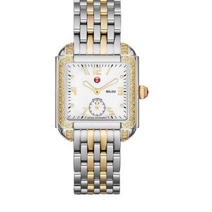 Michele Milou Silver & Gold Watch with Diamonds